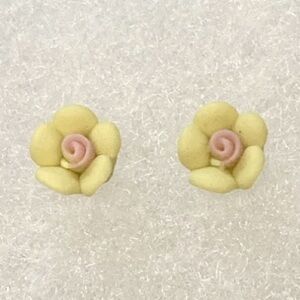 Yellow & Pink Flower Stud Earrings